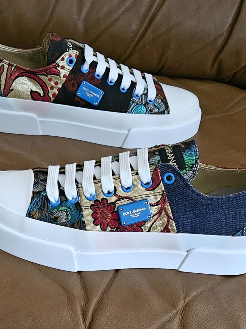 New Women's Dolce & Gabbana  Multicolor Fabric Canvas Shoes Size 9 US
